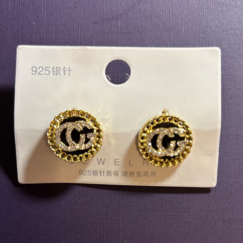 Elegant Gold and Black Stud Earrings